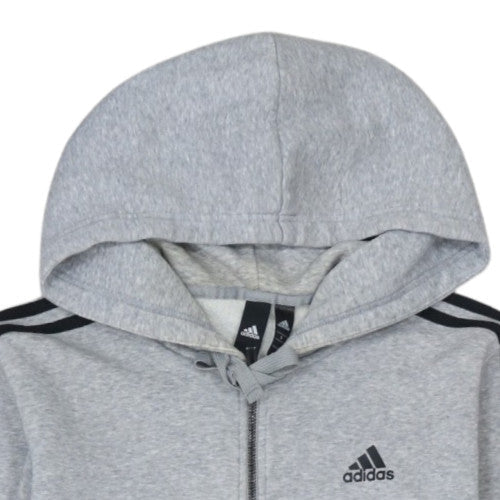 Adidas Men's Grey Full Zip Hoodie S Regular Fit Fleece Sweatshirt