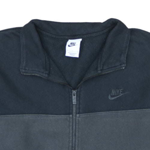 Nike Men's Black Full Zip Fleece Sweatshirt L Collared Regular Fit