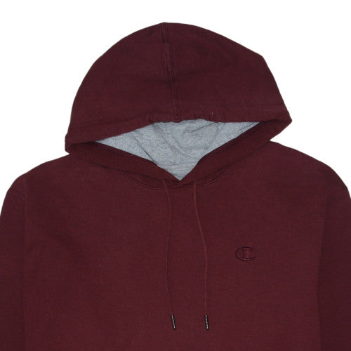 Champion Mens Burgundy Hoodie L Pullover Fleece Cotton Blend