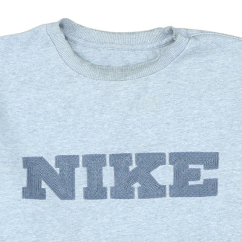 Nike Mens Grey Pullover Sweatshirt L Crew Neck Logo Fleece