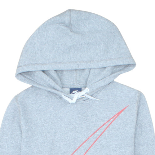 Nike Women Grey Hooded Pullover Hoodie L Cotton Blend