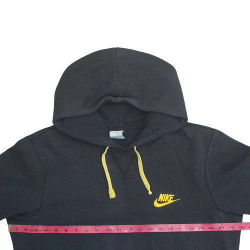 Nike Men's Black Pullover Hoodie M Yellow Logo Classic Sportswear