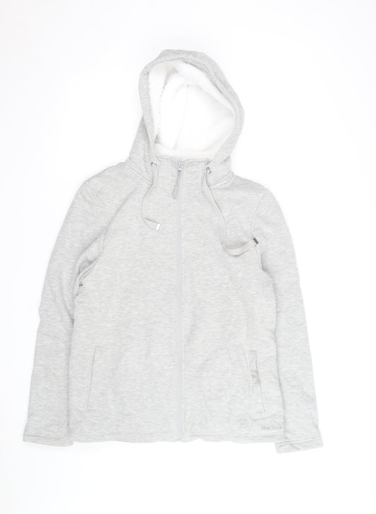 Peter Storm Womens Grey Full Zip Hoodie Size 14 Fleece Lined
