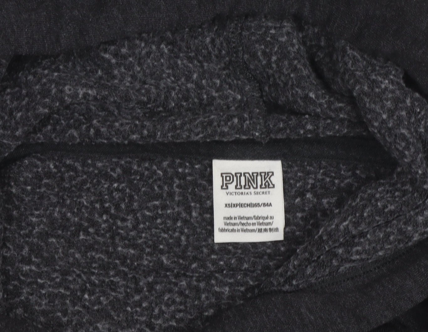 Victoria's Secret PINK Womens Charcoal Pullover Hoodie XS Fleece Lined