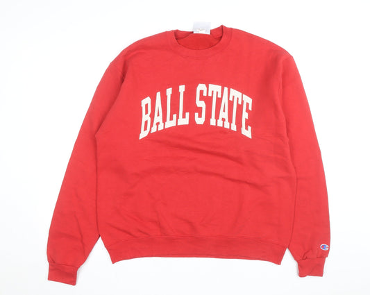 Champion Men's Red Ball State Pullover Crew Neck Sweatshirt L