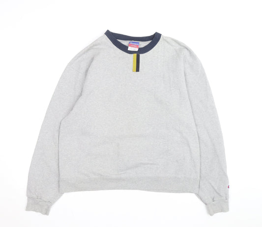 Champion Mens Grey Pullover Sweatshirt L Regular Fit Crew Neck