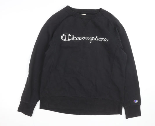 Champion Men's Black Pullover Sweatshirt Medium Embroidered Logo