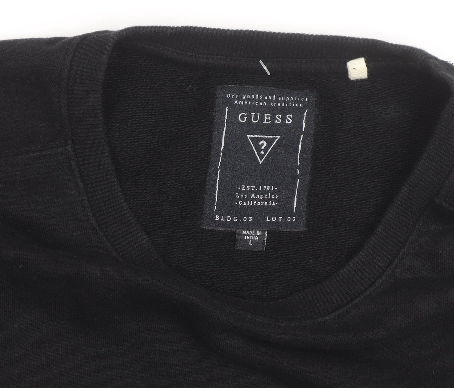 Guess Men's Black Cotton Crew Neck Pullover Sweatshirt L