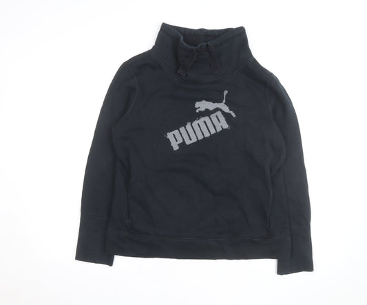 Puma Men's Black L Pullover Sweatshirt High Neck Logo Fleece