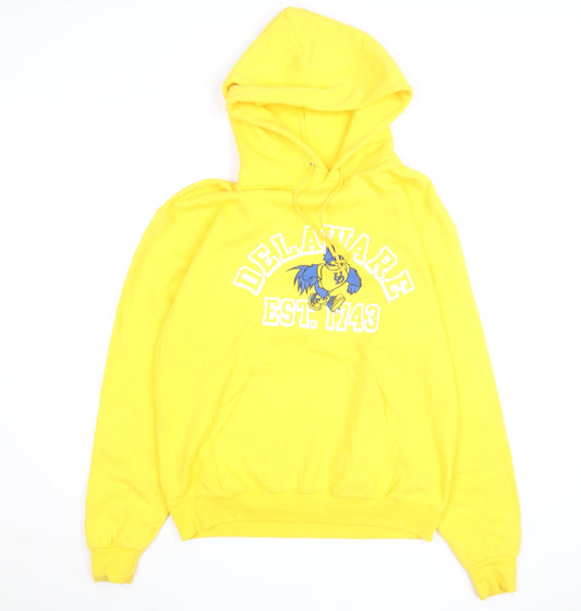 Champion Men's Yellow Delaware Pullover Hoodie M Graphic Fleece