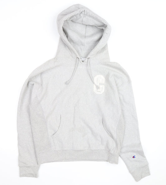 Champion Mens Grey Pullover Hoodie L Reverse Weave Embroidered Logo