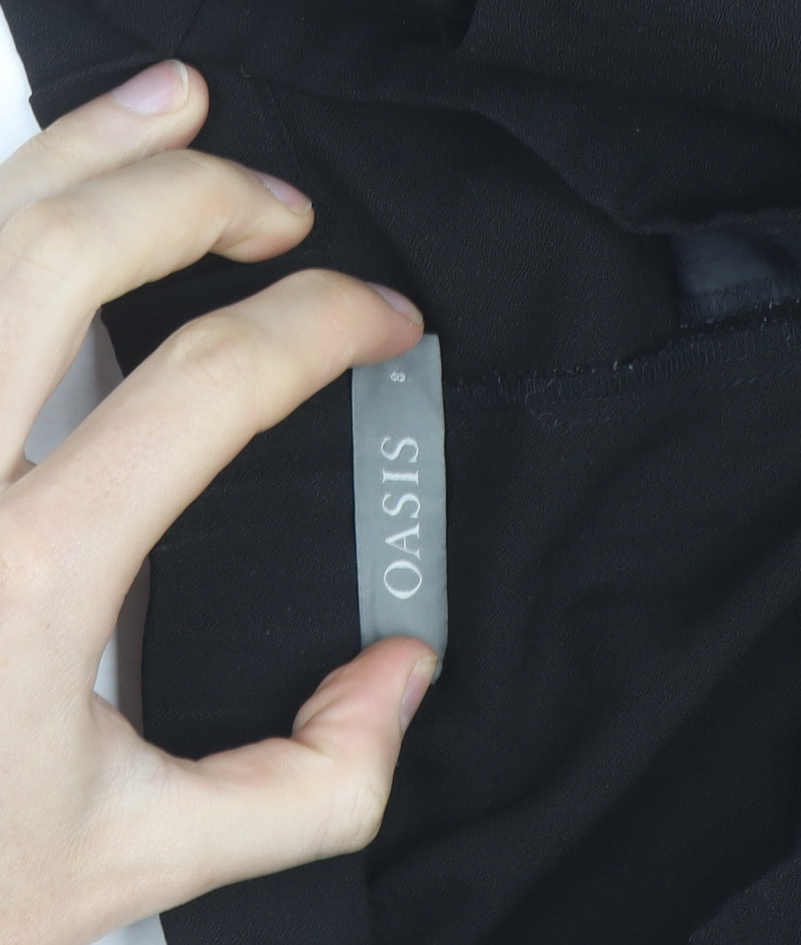 Oasis Women Black Size 8 Tapered Sequin Trim Trousers