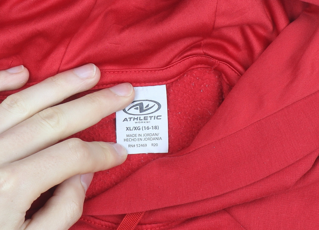 Athletic Works Men's Red Pullover Hoodie XL Fleece Cotton Blend