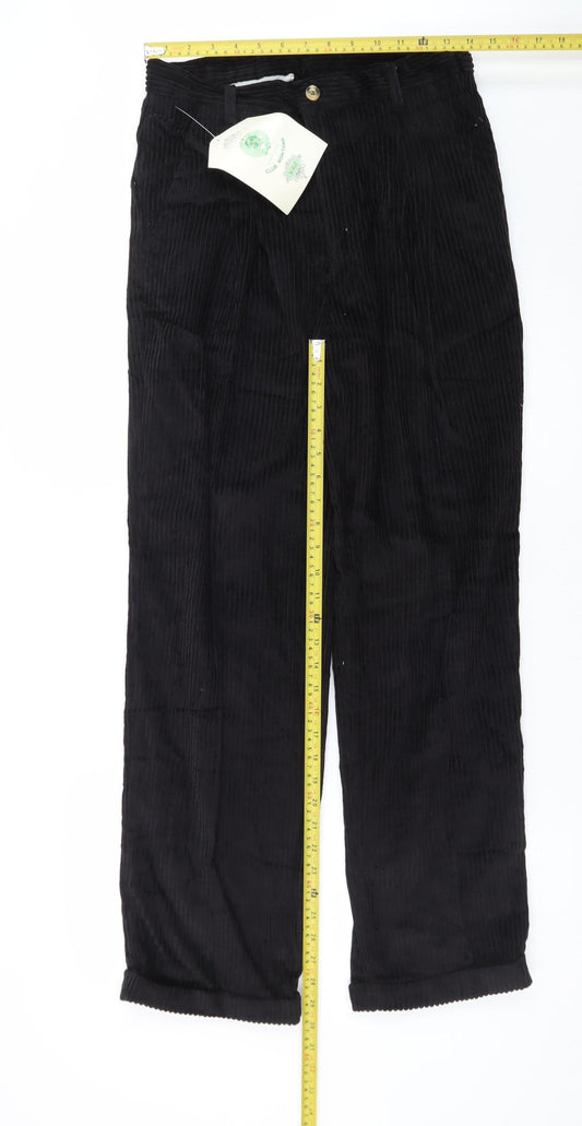 Club Montana Men's Black Corduroy Trousers 32x31 Regular Fit