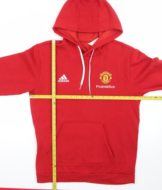 Adidas Mens Red Pullover Hoodie Manchester United Foundation M