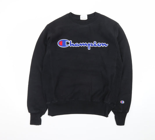 Champion Men's Black Small Reverse Weave Logo Sweatshirt