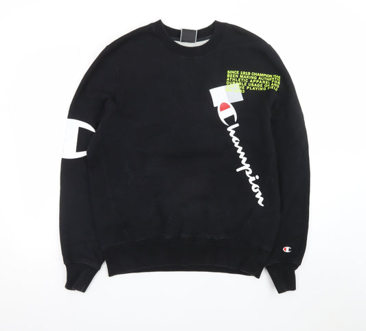 Champion Men's Black Medium Crew Neck Graphic Sweatshirt