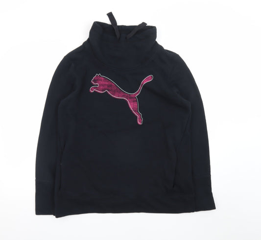 Puma Womens Black Size 16 Pullover Sweatshirt with Pink Logo