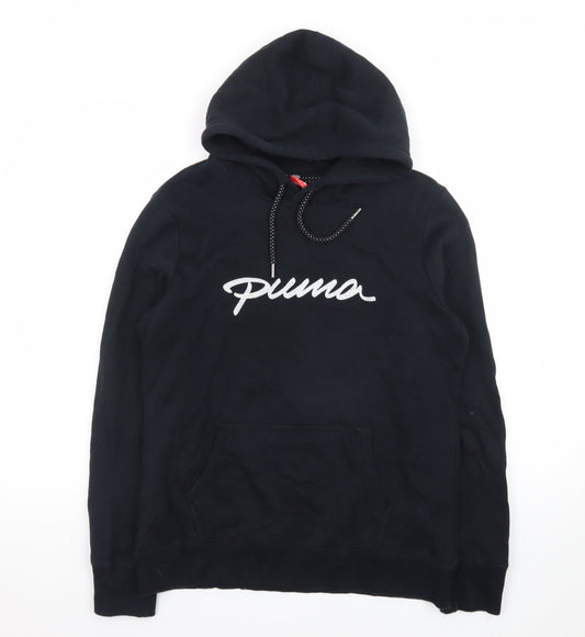 Puma Men's Black Pullover Hoodie L Logo Sportswear Sweatshirt