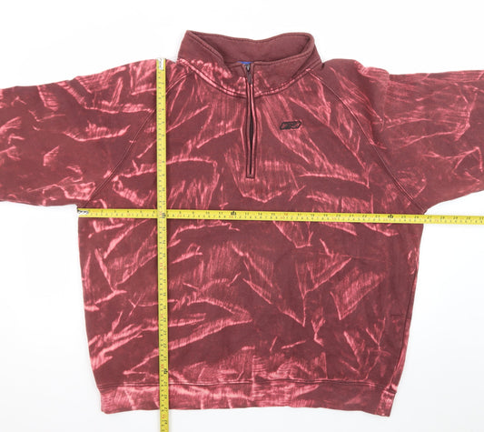 Reebok Men's Burgundy 1/2 Zip Sweatshirt XXL Cotton Blend Tie-Dye Style