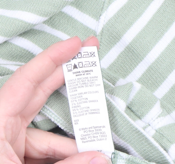 Marks and Spencer Women’s Green Striped Cotton Pullover Jumper XL