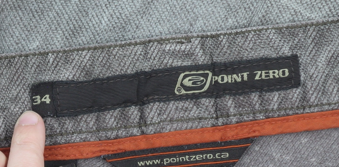 Point Zero Men's Grey Chino Trousers Size 34 Regular Fit