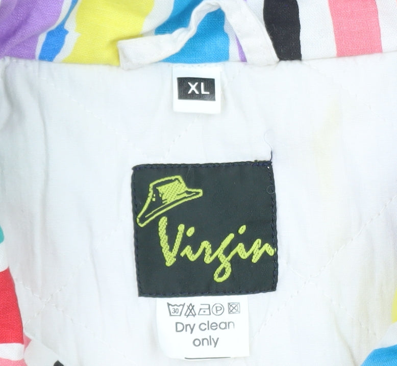 Virgin Men's Multicoloured XL Retro 80s Striped Bomber Jacket