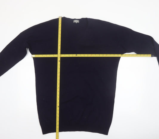 Jaeger Women Black Wool Cashmere V-Neck Pullover Jumper M