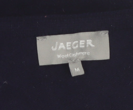 Jaeger Women Black Wool Cashmere V-Neck Pullover Jumper M