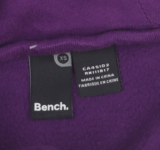 Bench Womens Purple XS Full Zip Fleece Hoodie Polyester
