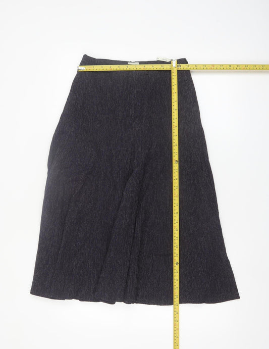 Viyella Women's Black Petite Wool Blend A-Line Midi Skirt Size 8