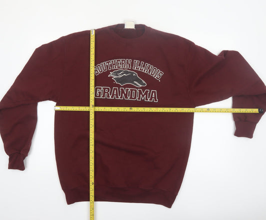 Champion Mens Red Pullover Sweatshirt L Graphic Print Crew Neck