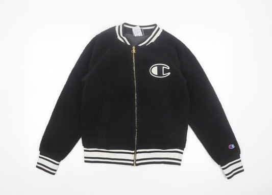 Champion Women's Black Small Varsity Logo Fleece Jacket