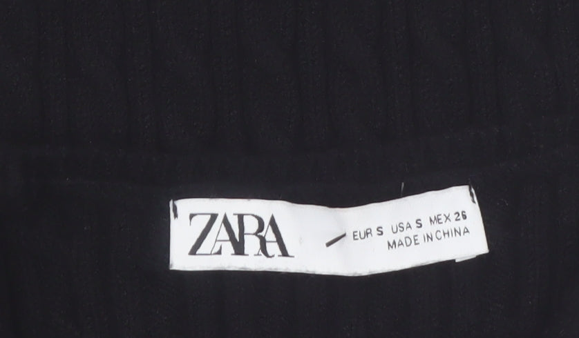 Zara Women Black Knit Bodycon Sleeveless Dress Size 8