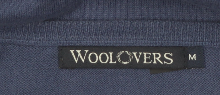 Woolovers Women Blue 3/4 Sleeve V-Neck Cotton Silk Cardigan M