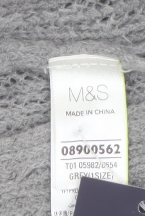 Marks and Spencer Women Grey Knit Fringe Cape One Size Lightweight Acrylic