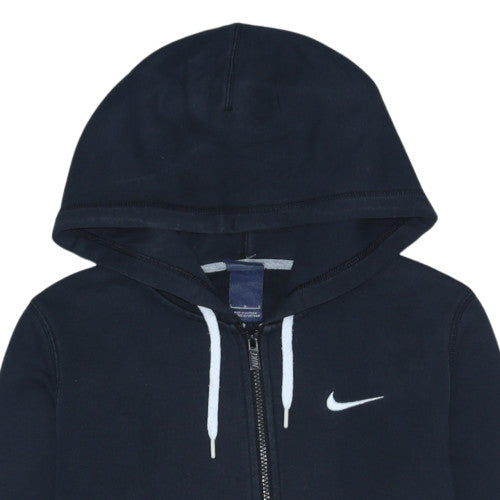 Nike Men Blue Full Zip Hoodie L Fleece Sports Logo