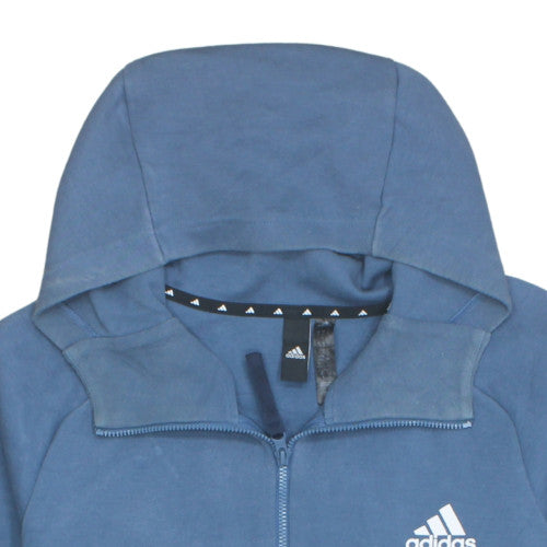 Adidas Men's Blue Full Zip Hoodie Size L Regular Fit Sportswear