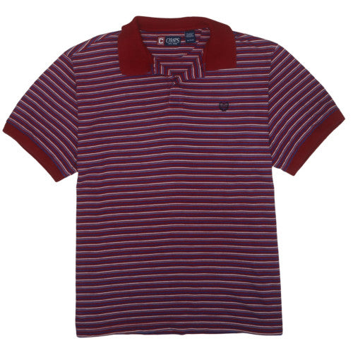 Chaps Men's Red Striped Short Sleeve Cotton Polo Shirt XL