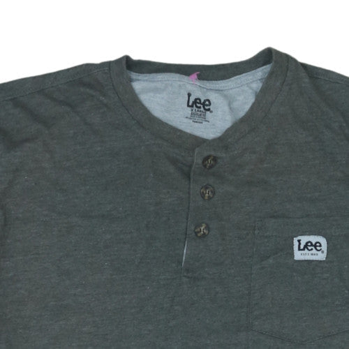 Lee Mens Grey Henley Short Sleeve T-Shirt Size XL Regular Fit