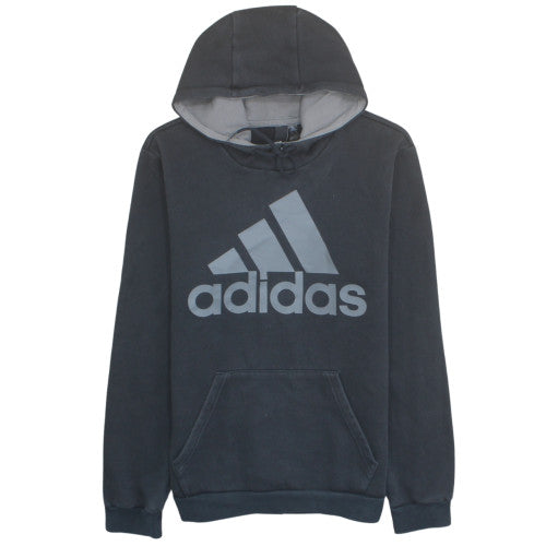 Adidas Mens Black Pullover Hoodie L Logo Graphic Fleece Sweatshirt