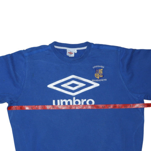 Umbro Mens Blue XL Crew Neck Pullover Sweatshirt Vintage Football Top