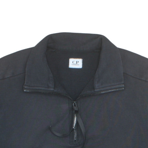 C.P. Company Mens Black L 1/2 Zip Sweatshirt with Logo Detail