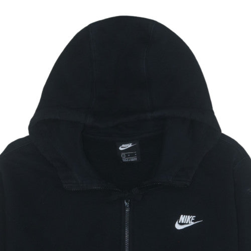 Nike Womens Black Full Zip Hoodie L Logo Cotton Blend Sweatshirt