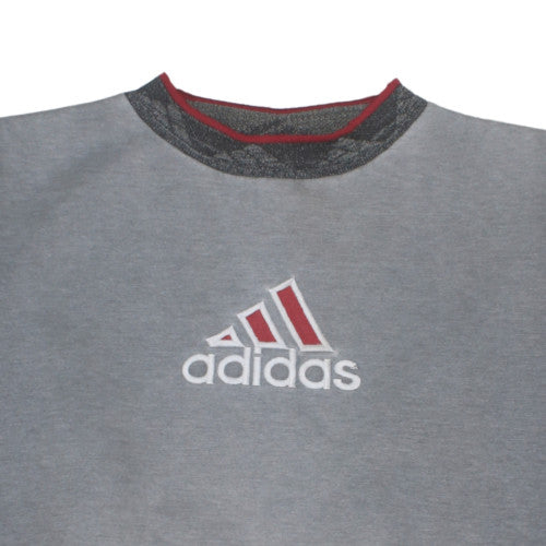 Adidas Women Grey Large Pullover Sweatshirt with Logo and Crew Neck