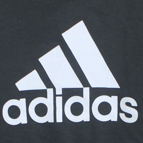 Adidas Boys Black Pullover Hoodie 9-10 Years Cotton Blend Sweatshirt