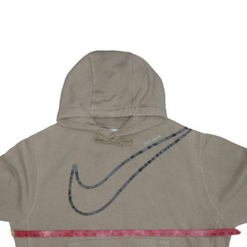 Nike Women Beige Large Pullover Hoodie with Logo Design