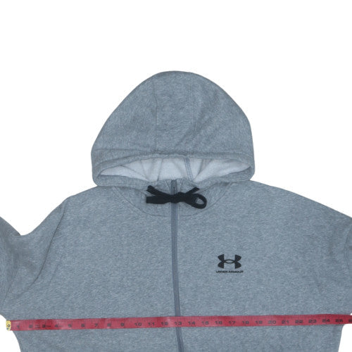 Under Armour Mens Grey Full Zip Hoodie Size L Loose Fit Fleece Sweatshirt