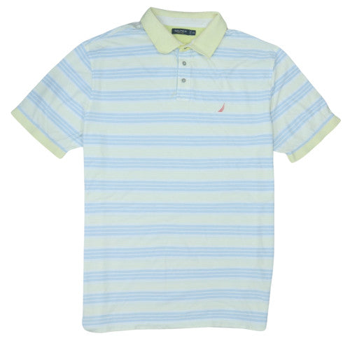 Nautica Men’s Blue Striped 2XL Cotton Polo Shirt