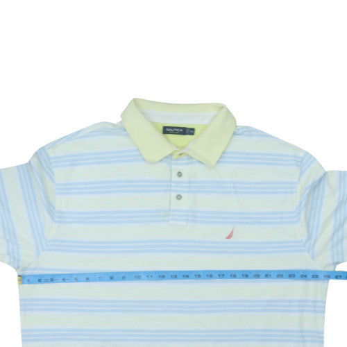 Nautica Men’s Blue Striped 2XL Cotton Polo Shirt